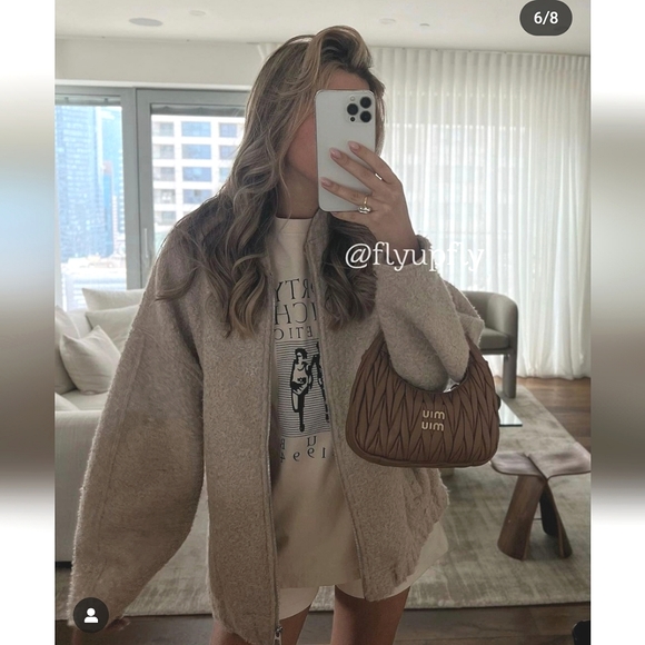 Zara * Oversized Long Bomber Jacket Cream - Picture 5 of 17